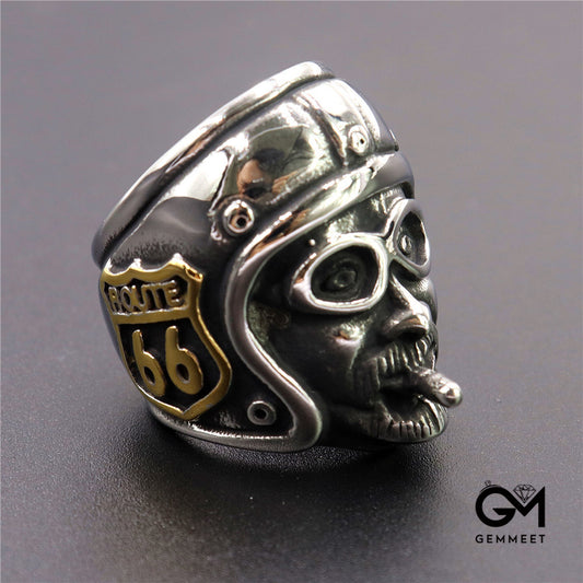 Stainless Steel Smoke Motorcycle Helmet Shape Ring