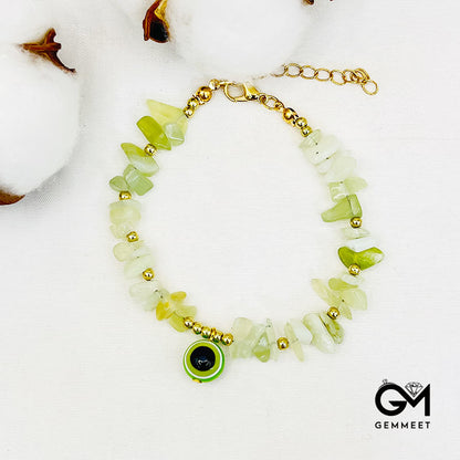 Fashion Crystal Gravel Evil Eye Pendant Bracelet