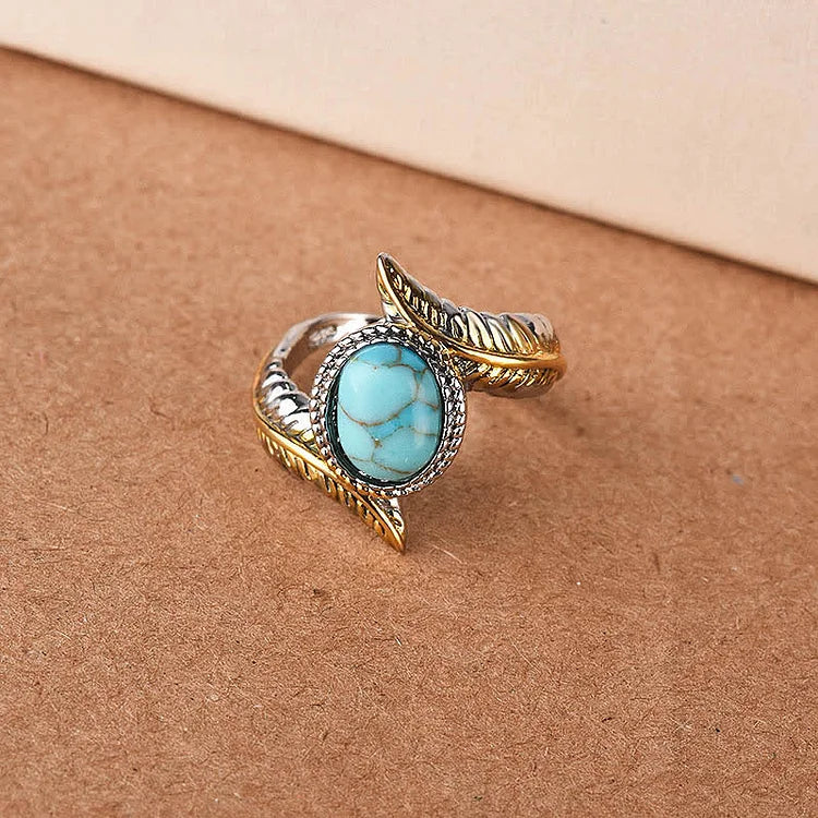 Turquoise Feather Ring