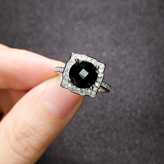 Onyx Gothic Diablo Punk Micro Paved Amethyst Ring