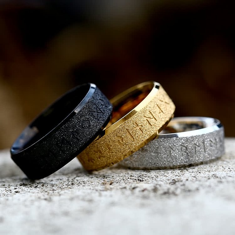 "War God" - Rune Norse Engraved Words Viking Ring