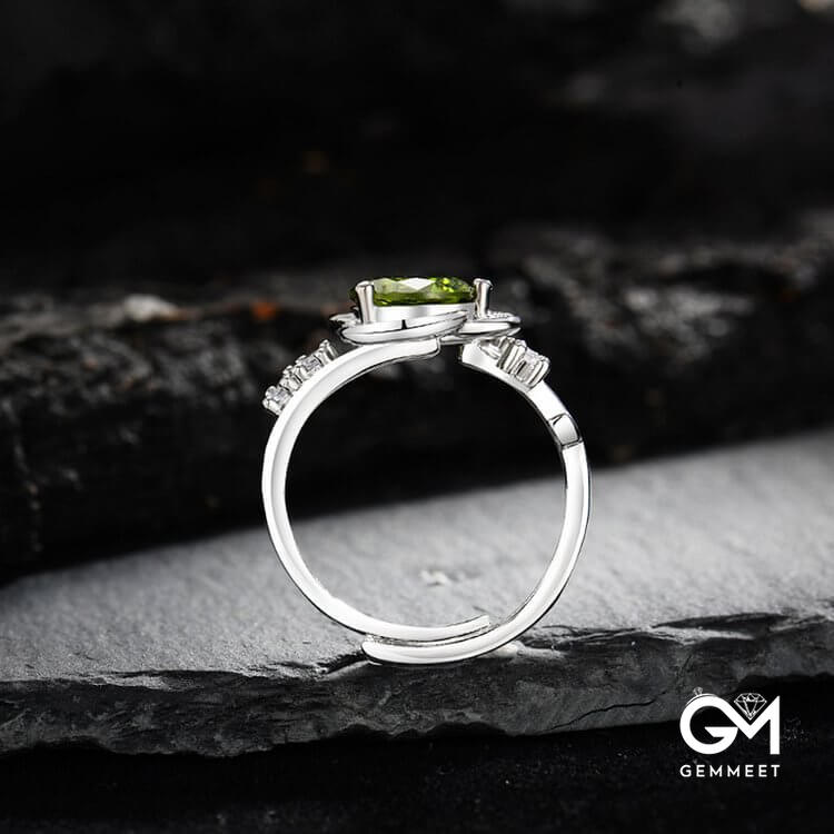 "The Instant Heartbeat" - Peridot with Zircon Empathy Ring