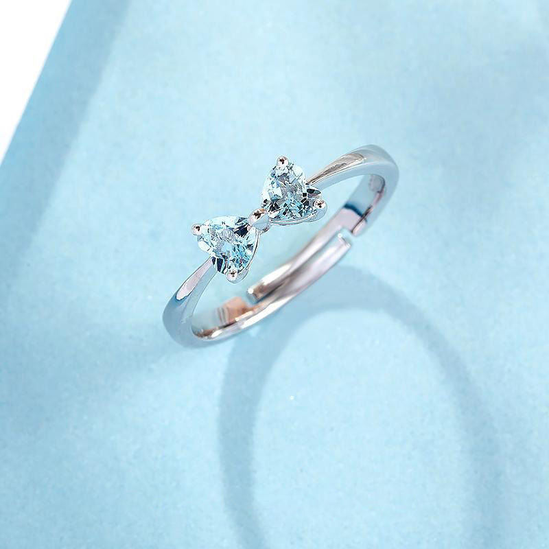 Aquamarine Heart-Shaped Zircon Ring