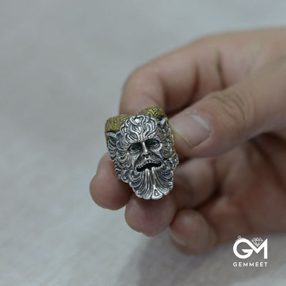 Retro Horned Satan Open Ring