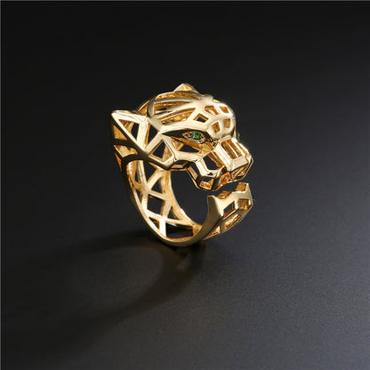 Hip Hop Hollow Leopard Punk Ring