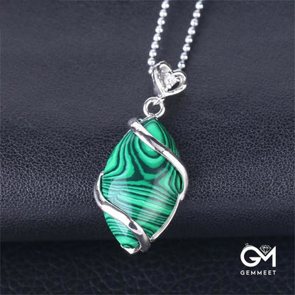 Marquise Pattern Green Jasper Charm Necklace Pendant