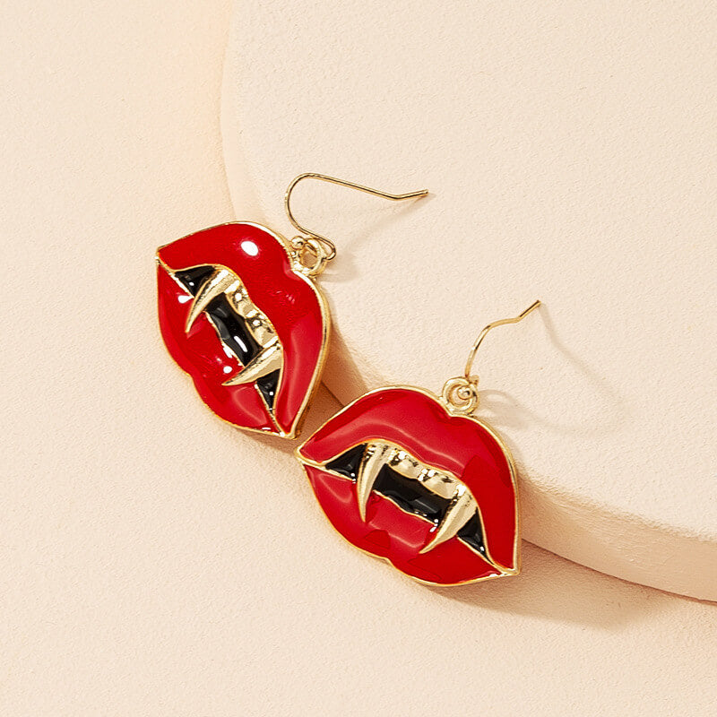 Christmas Oil Drip Lips Earrings Creative Stud Earrings