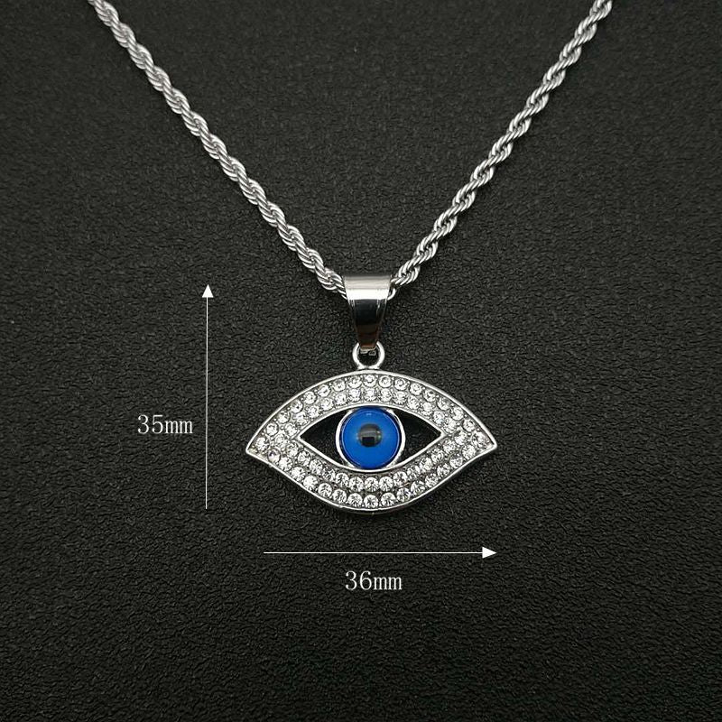 HIPHOP Jewelry Gold-plated Inlaid Zircon Blue Eye Pendant