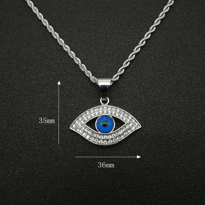 HIPHOP Jewelry Gold-plated Inlaid Zircon Blue Eye Pendant