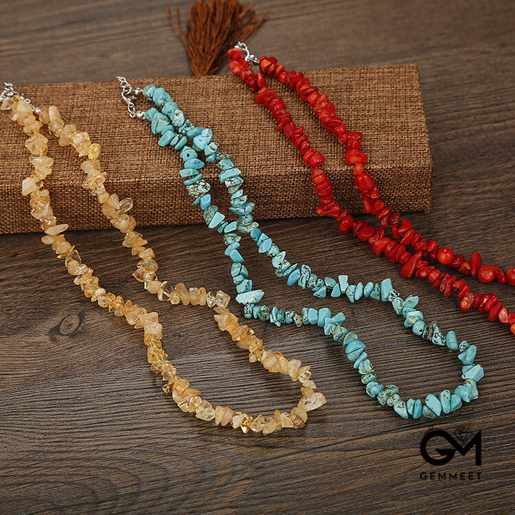 Bohemian Multicolored Stone Beaded Necklace