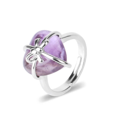 Crystal Heart Bow Ring