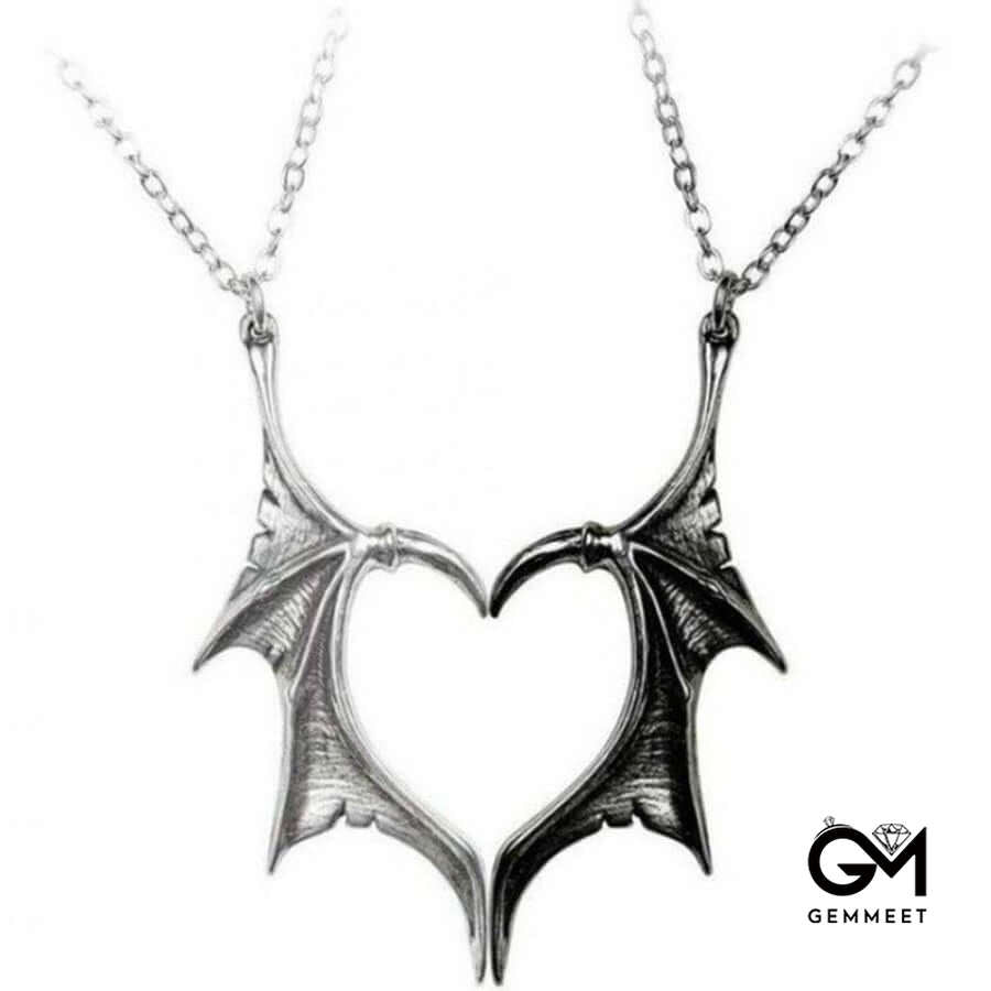 Vintage Bat Wing Heart Necklace