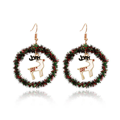 Christmas Earrings Handwoven Personality Christmas Tree Sika Deer Earrings Ornaments