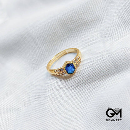 Dark Blue Zircon Shield Ring