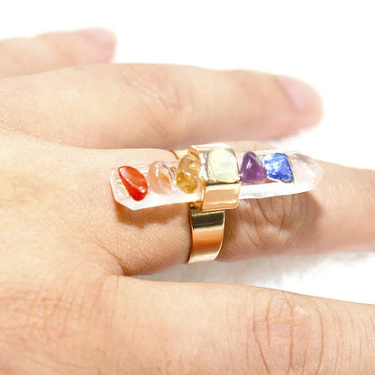 Natural Crystal Chakra Adjustable Ring