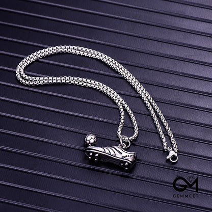 Stainless Steel Sneakers Play Football Necklace