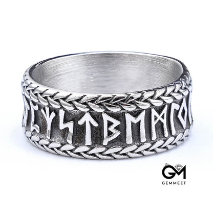 Men's Totem Rune Circle Stainless Steel Ring