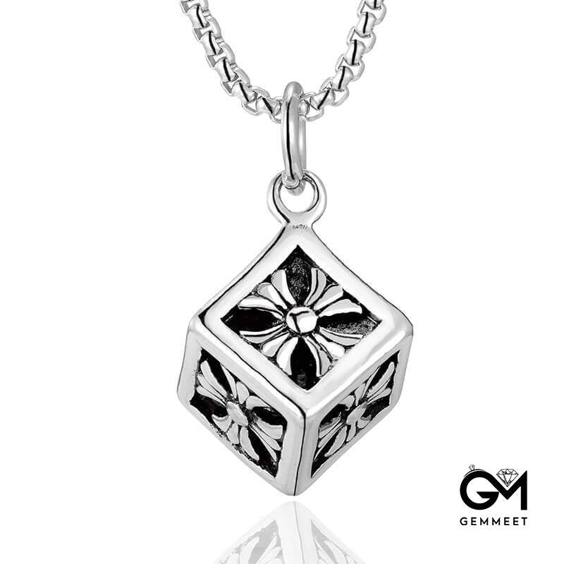 Cube 3D Cross Polygonal Star Stainless Steel Necklace