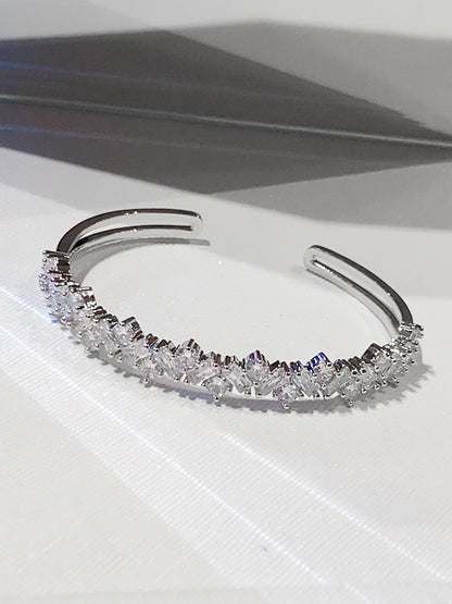 Glitter Crushing Sense Irregular Diamond-encrusted Zircon Open Alloy Bracelet