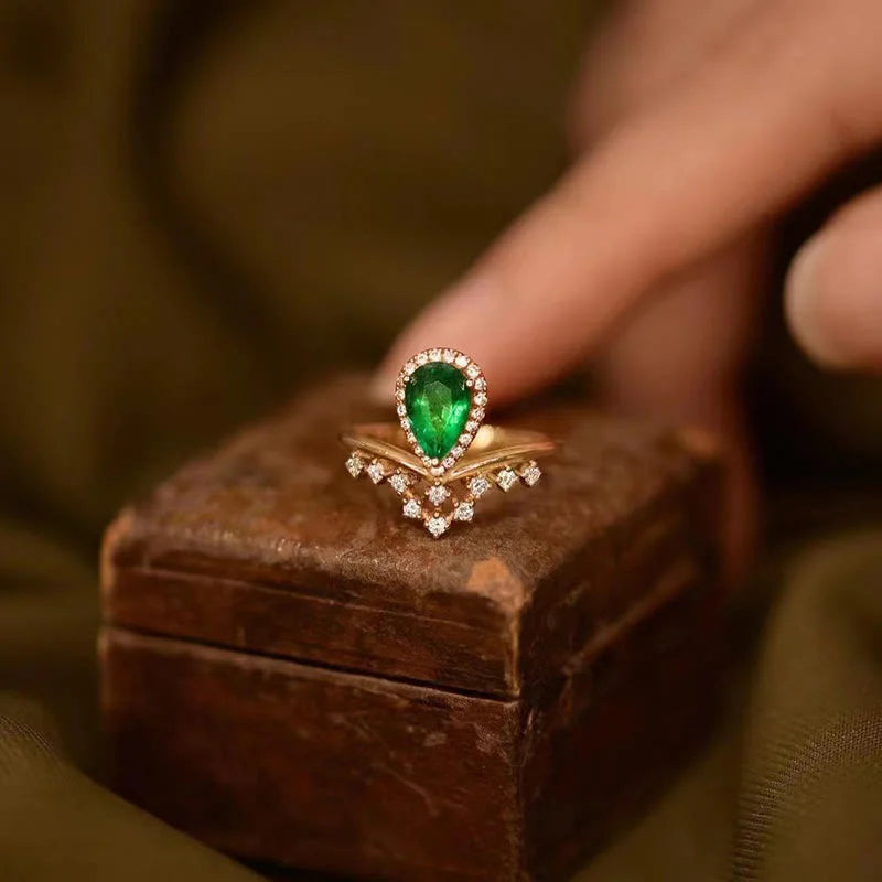 Dainty Emerald With Zircon Ring