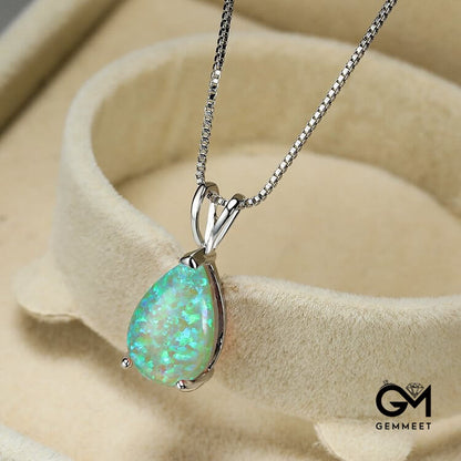 Minimalist Droplet Opal Pendant Necklace