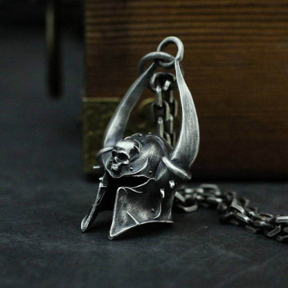 Vintage Skull Pendant Antique Silver 60cm Chain