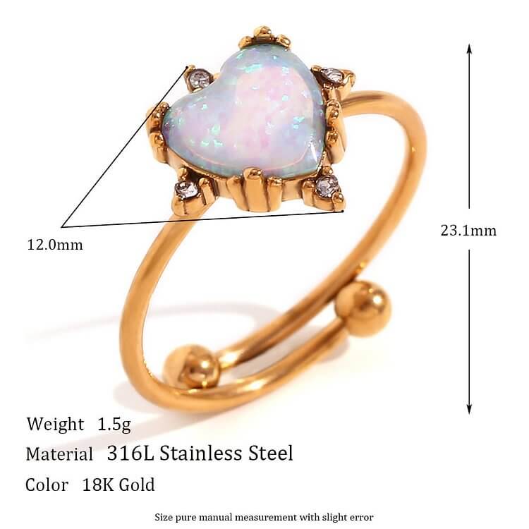 Opal Sun Heart Adjustable Ring