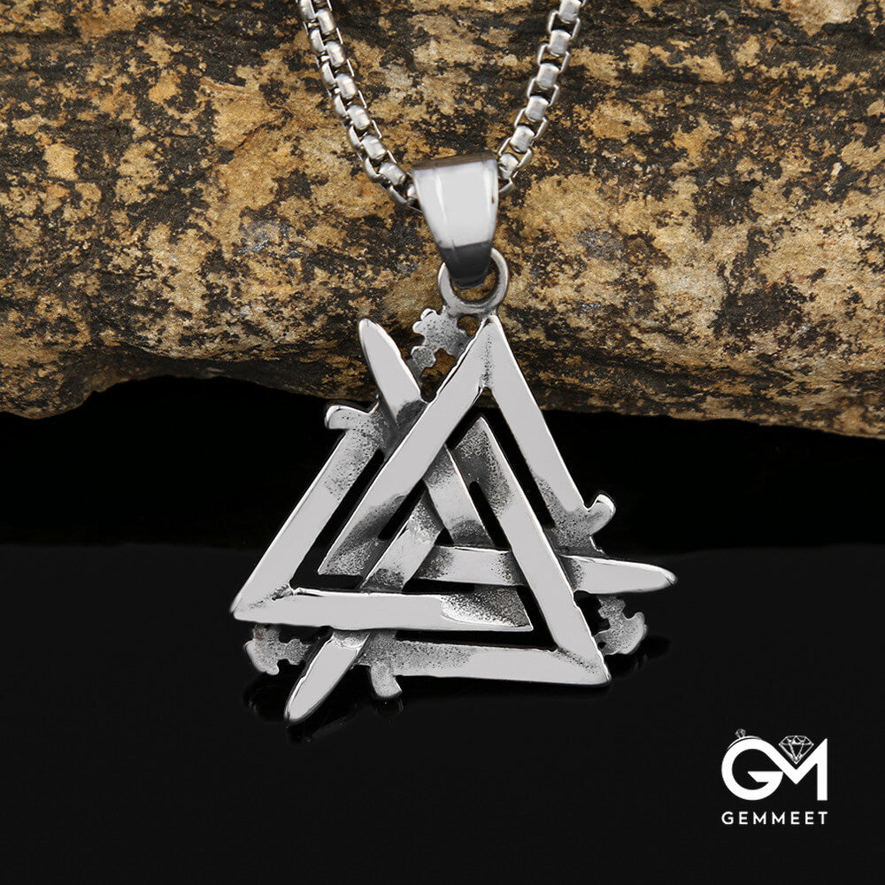 Vintage Titanium Steel Triangle Pendant Necklace