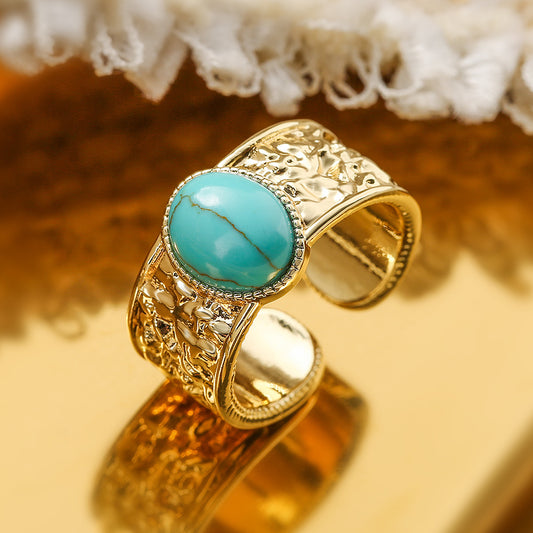 Bohemia Turquoise Thick Band Ring