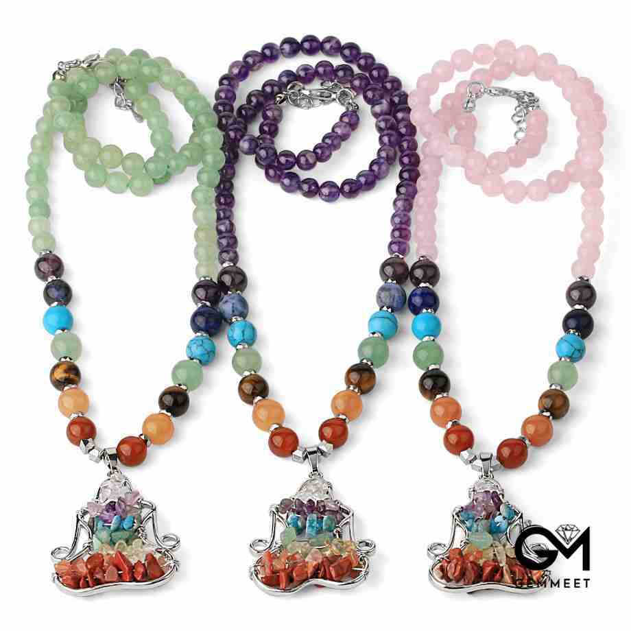 Crystal Colorful Bead Energy Pendant Necklace