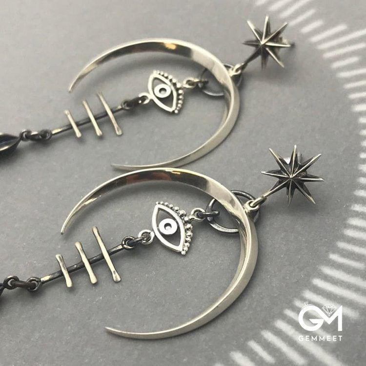 Evil Eye Crescent Fashion Earrings