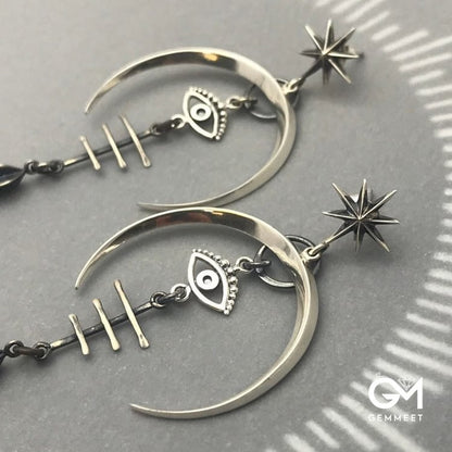 Evil Eye Crescent Fashion Earrings