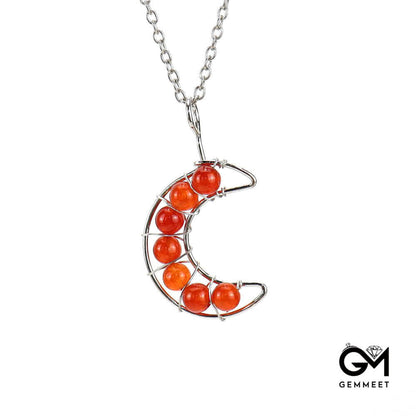 Multicolor Crystal Multicolor Bead Moon Necklace