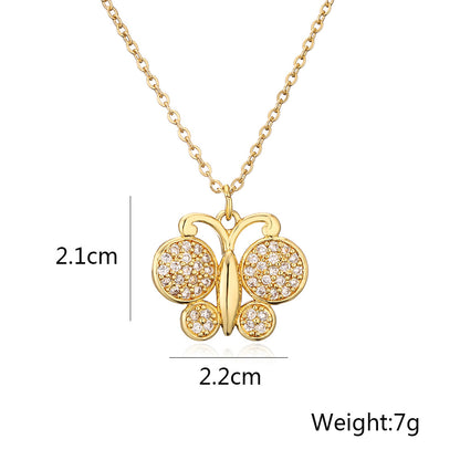 Full Stones Hollow Butterfly Pendant Necklace