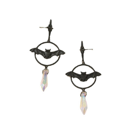 Halloween Ornaments Retro Exaggerated Black Bat Gothic Earrings