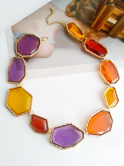 Bohemian Retro Simple Geometric Irregular Resin Necklace