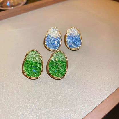 Navy Green Original Ombre Crystal Alloy Earrings