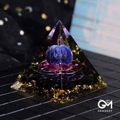 Lapis Lazuli Obsidian Orgone Pyramid