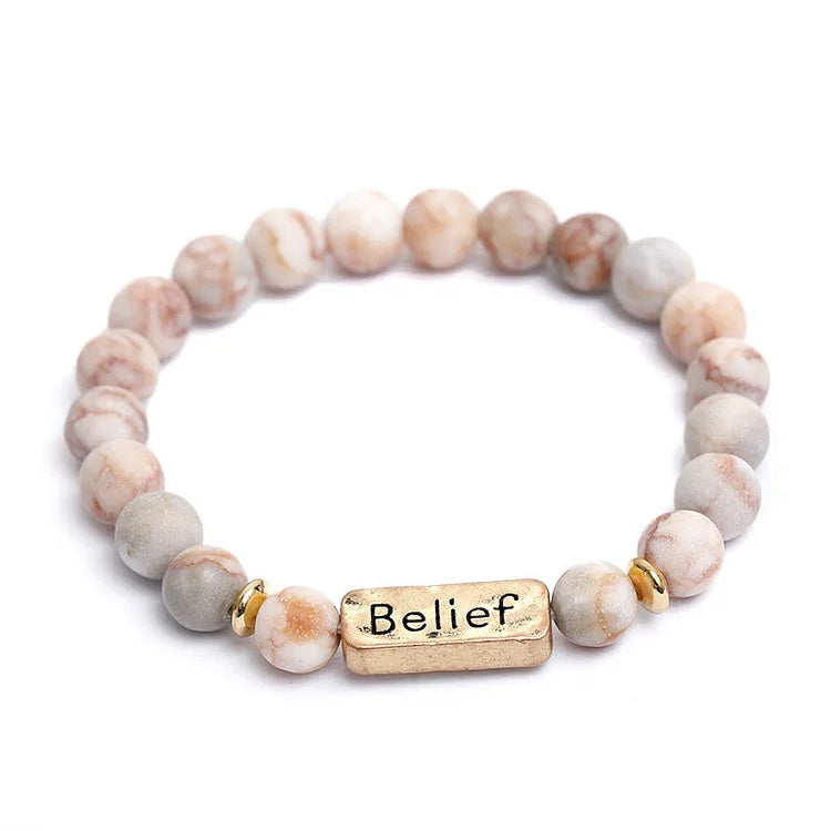 Natural Gemstone Belief Engraving Bracelet