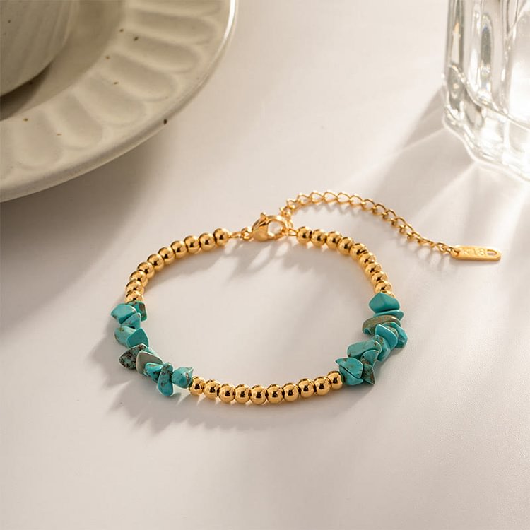 Crushed Crystals Golden Beads Bracelet