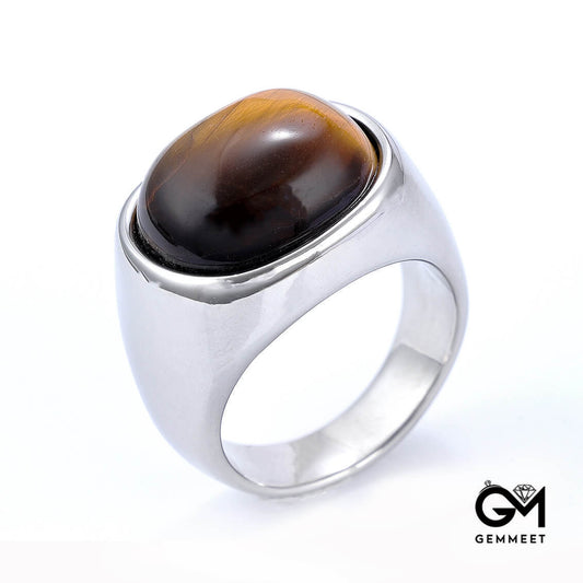 Hot Mined Stainless Steel Tiger's Eye Ring