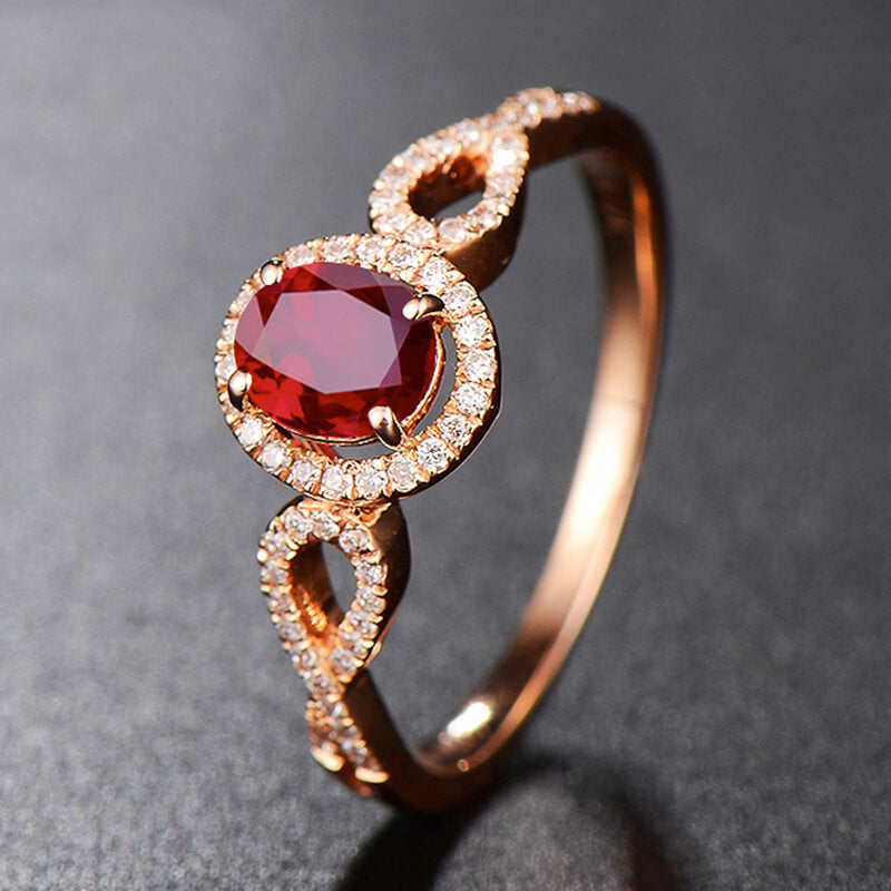 Pigeon's Blood Colored Gemstone Ring with Oval Ring