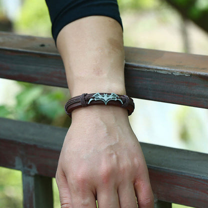 Handwoven Cowhide Bat Alloy Bracelet