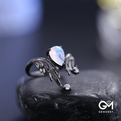 Punk Wings Moonstone Open Ring