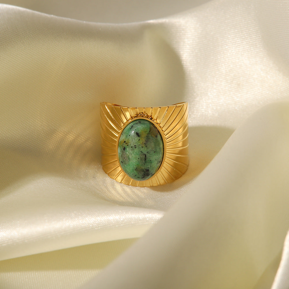 French Vintage Natural Stone Thick Ring