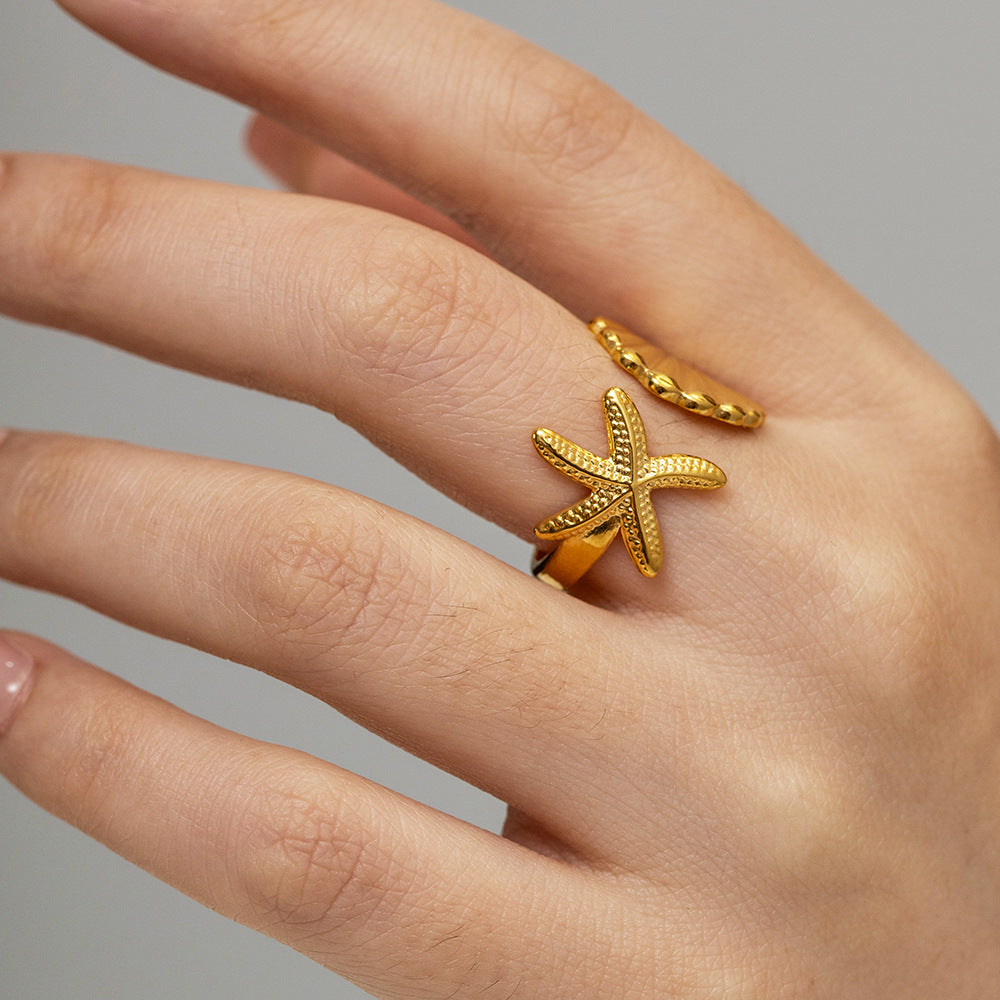 Ocean Series Stainless Steel Starfish Ring