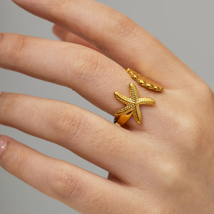 Ocean Series Stainless Steel Starfish Ring