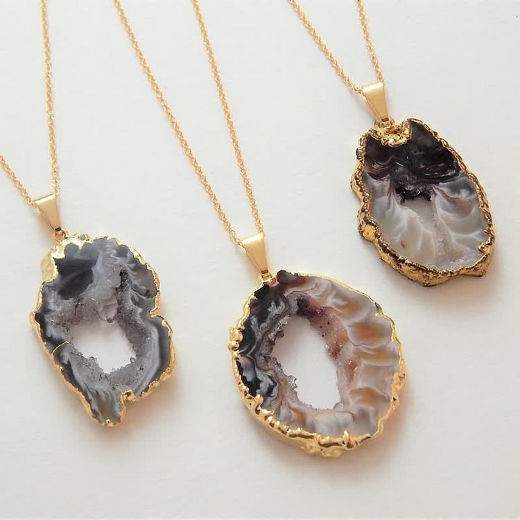 Natural Agate Geode Necklace