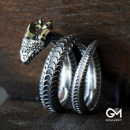 Powerful Norse Guardian: Jörmungandr Snake Ring