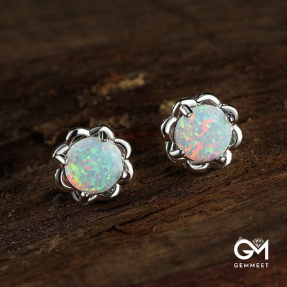 925 Silver Four Claw Opal Luxury Earrings